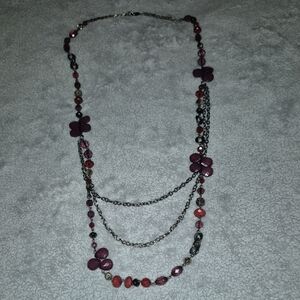Elegant Multi-Strand Necklace with Purple Accents